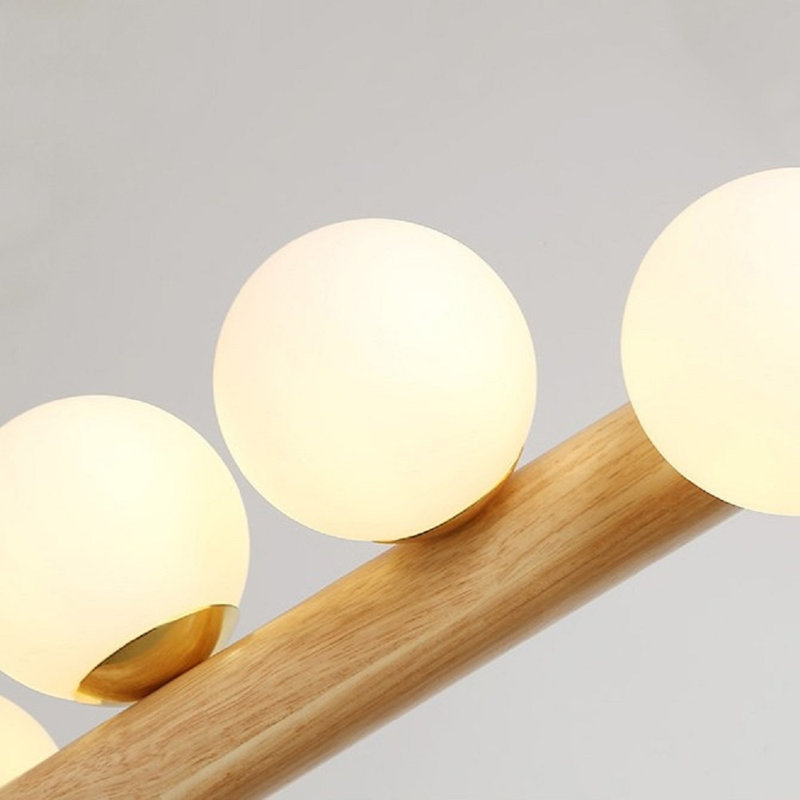 Luminaire suspendu linéaire à 7 lumières pour îlot de cuisine avec détails en bois Brickton