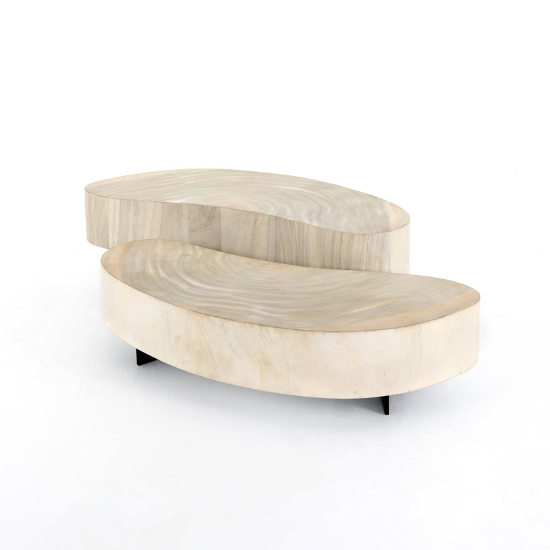Avett Solid Wood Coffee Table, Dark Gunmetal, Bleached Guanacaste
