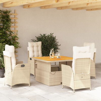  Ensemble de salle à manger de jardin beige, blanc crème et brun
