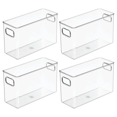 Ensemble de 4 bacs de rangement avec poignées iDesign - Transparent