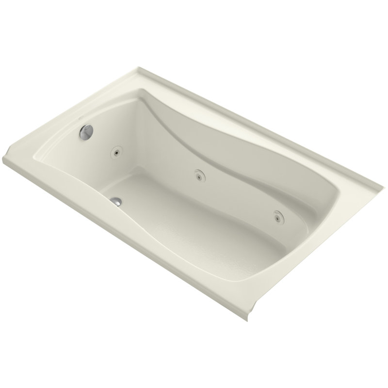 Mariposa® 60" x 36" Drop In Whirlpool Bathtub, Biscuit, Left