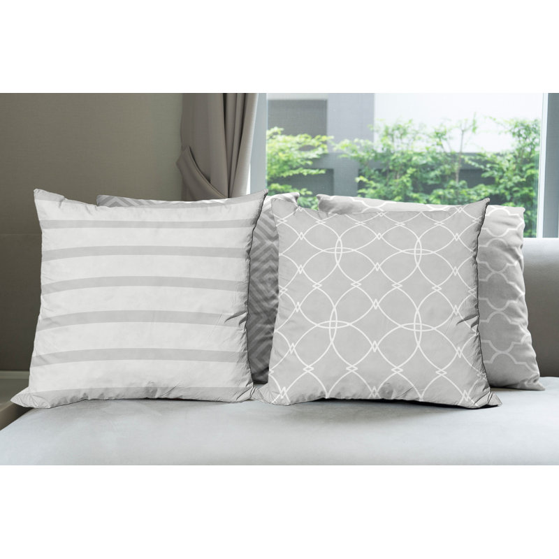 Harkiran Indoor / Outdoor Square Cushion Cover, Pale/Grey/Off White, 40cm H x 40cm W x 0.01cm D