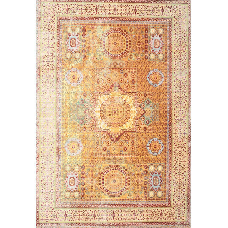Tapis en laine doré / brun, Rectangle 3 pi x 5 pi