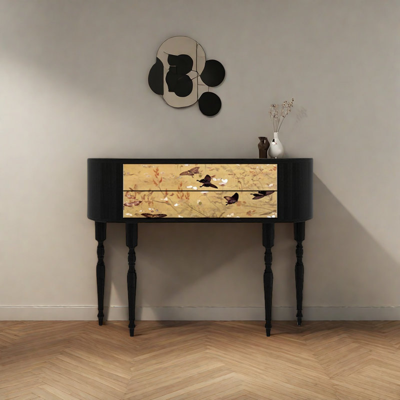 Console rétro élégante avec 2 tiroirs, H 35,43 po x l 47,24 po x P 11,81 po