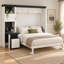 Lit escamotable Deskelyn Queen Size avec bureau intégré, étagères et placards de rangement réversibles, lit mural pliable blanc gain de place, cadre en bois massif et MDF, sommier à lattes en pin