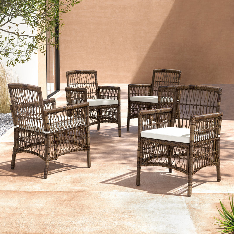 Outdoor Dining Armchair With Cushion (set Of 4)