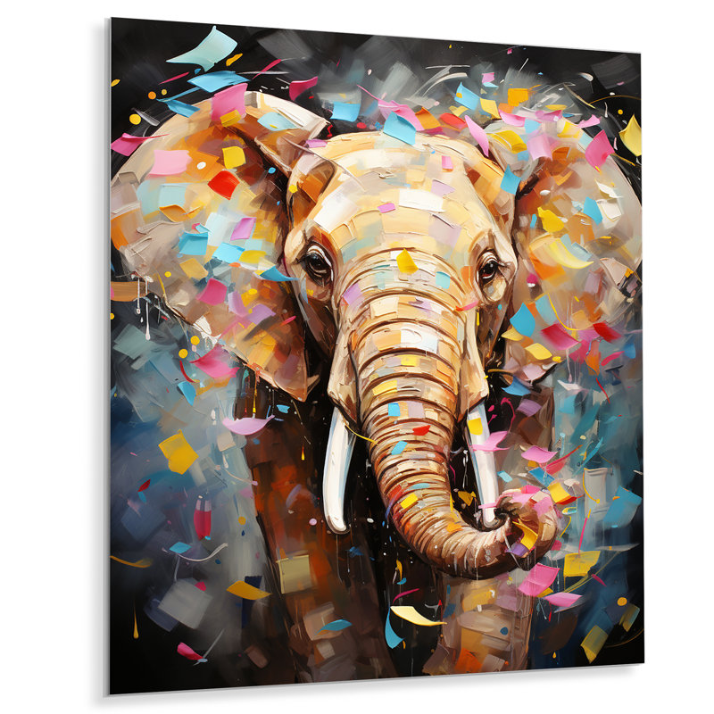 Popart Elephant Dreams - Éléphant, art mural en métal, H 40 po x l 30 po x P 1,5 po
