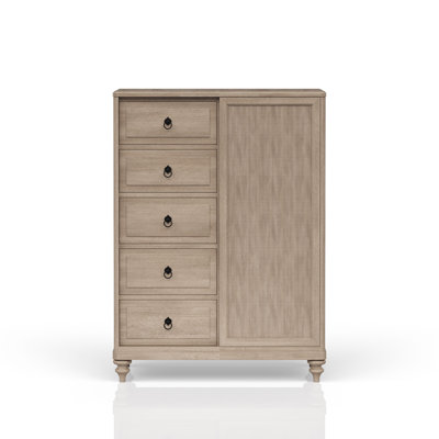 Commode à 5 tiroirs avec porte coulissante et rangement suspendu Binette