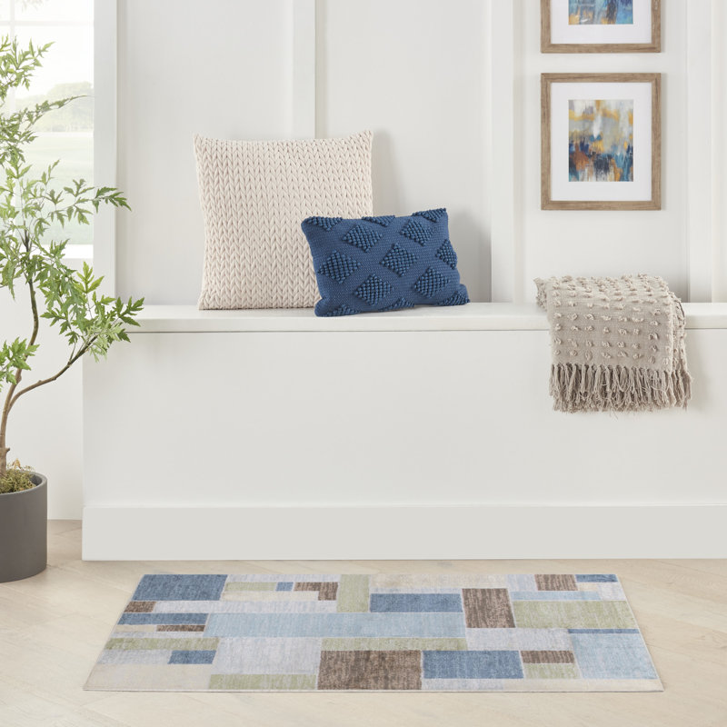 Brec Washable Geometric Indoor Rug, Rectangle 3'3" x 5'