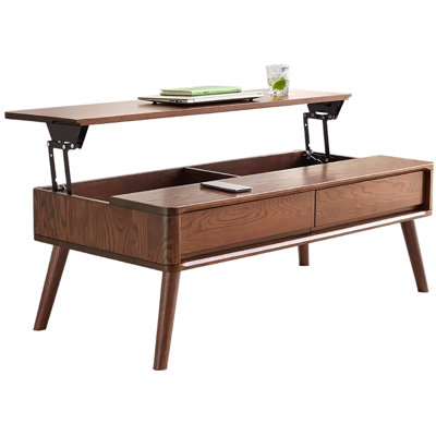 Elevating Center Table Low Table 100% Solid Oak Wood Top Plate Desk Coffee Table