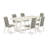 7-Pc Dining Room Set and 6 Dark Shitake Linen Fabric Parson Chairs with High Back - Wire Brushed Linen White.-1071516230-1071516228