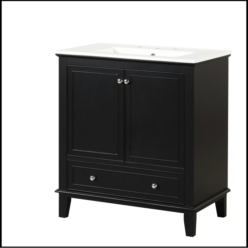 Meuble-lavabo multifonctionnel avec portes et tiroir 30 po