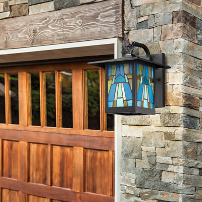 Lashasta 11.75" H Stained Glass Outdoor Wall Lantern