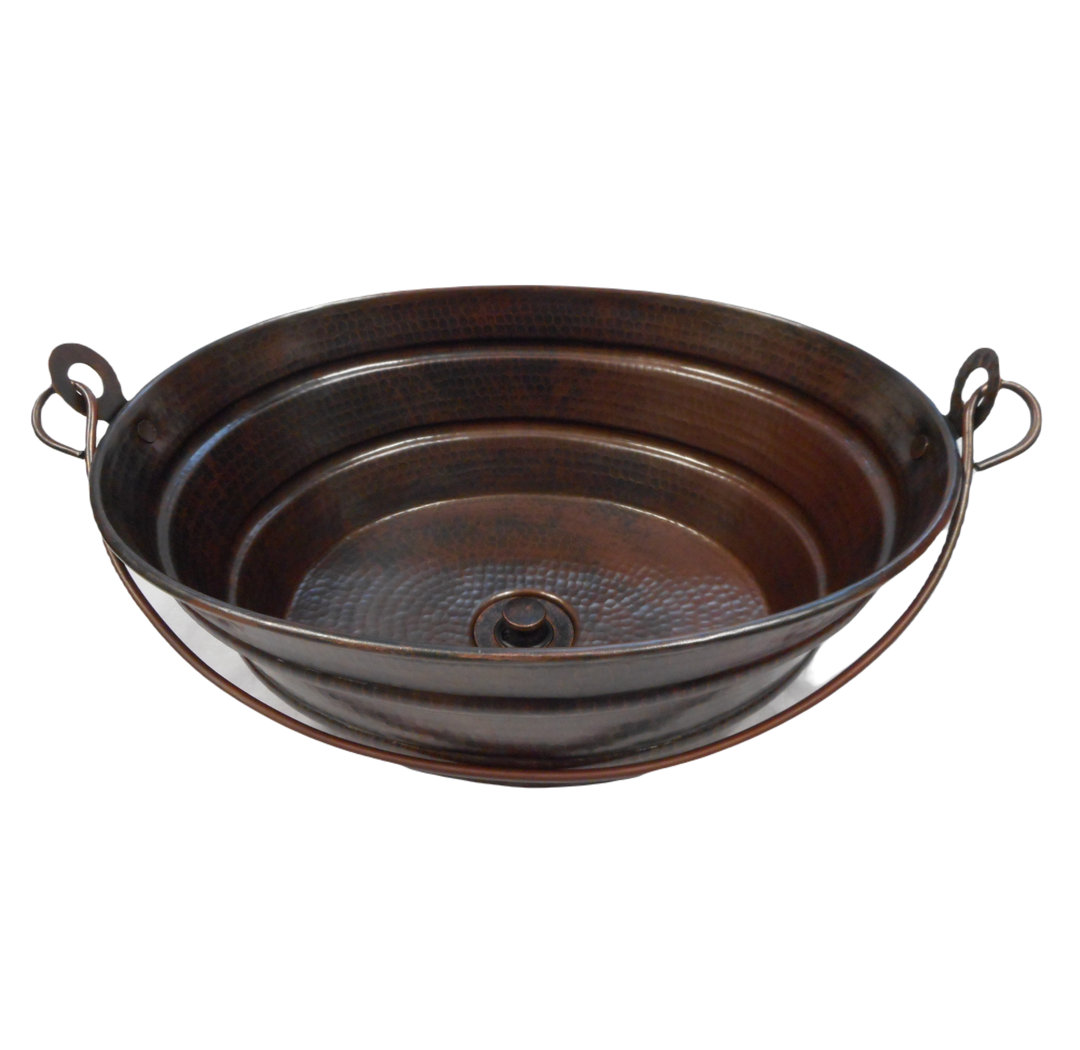 Oval Copper Vessel Bucket Bath Sink with Drain SimplyCopper