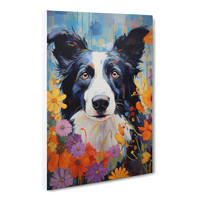 Border Collie Expressionism No.2 - Wrapped Canvas, 50cm H x 35cm W x 3cm D