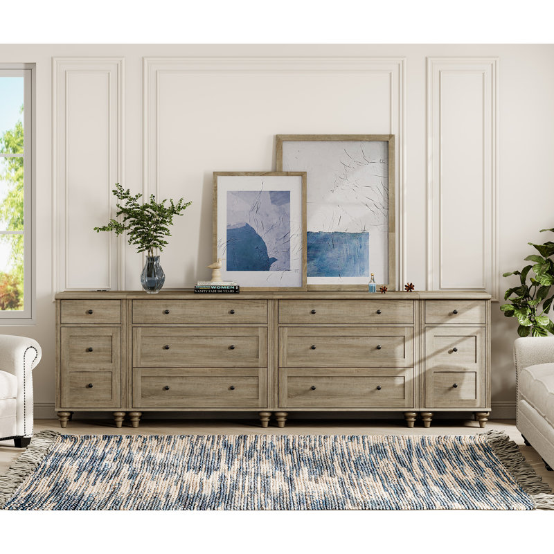 Commode 8 tiroirs Scarlett, Gris délavé / gris délavé