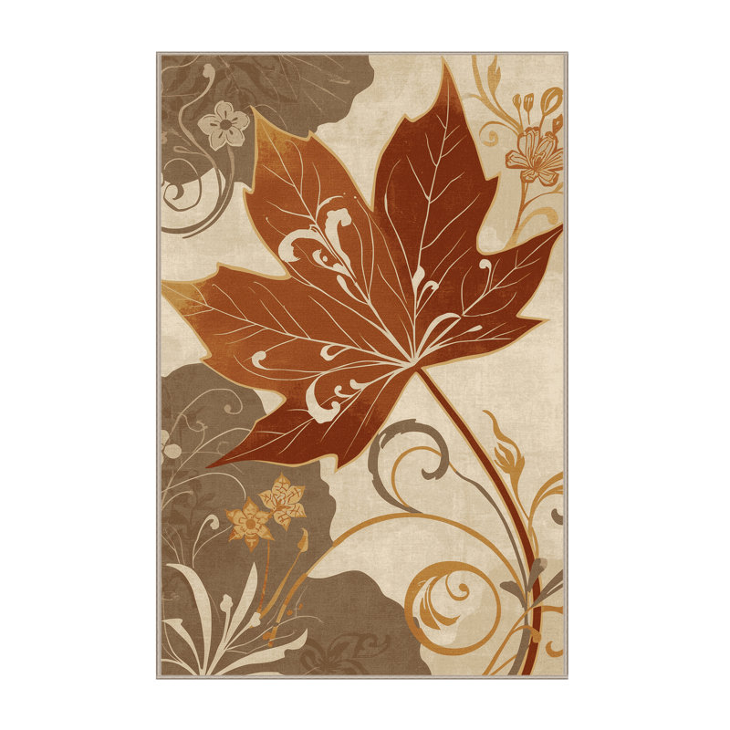 Tapis floral moelleux et moelleux à feuilles d'érable classique Temaraia, 2 x 4