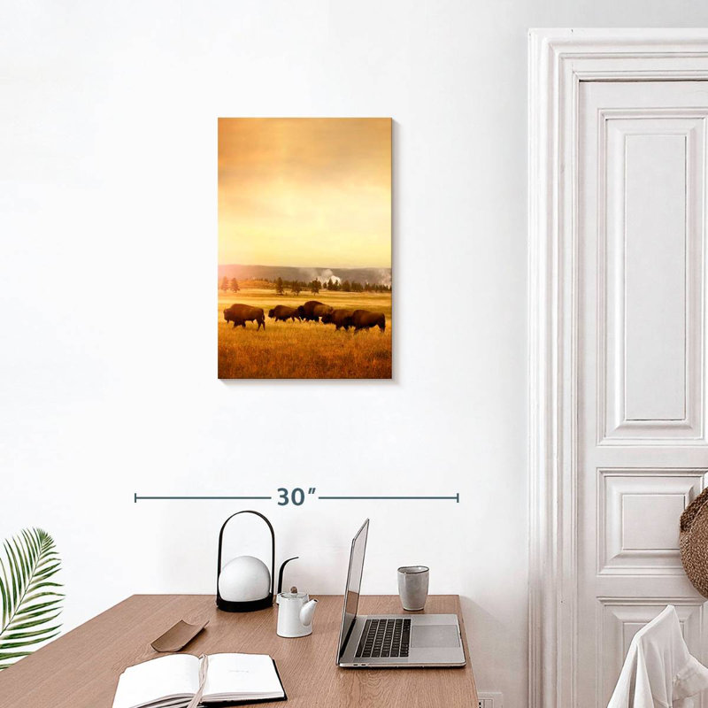 Roaming Bison Herd, 24" H x 16" W