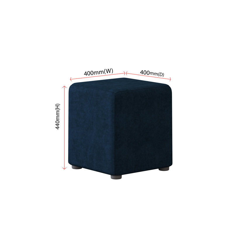 Manufactured Wood Accent Stool, Indigo Dark Blue, Velvet