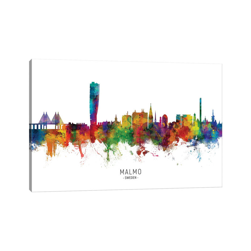 Malmo Sweden Skyline by Michael Tompsett - Wrapped Canvas Print, 20.32 cm H x 30.48 cm W