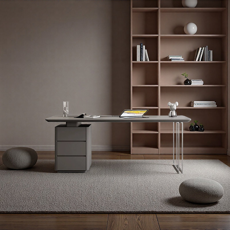 Premium Lacquered Desktop Desk, Grey, 29.53" H x 47.24" W x 27.56" D