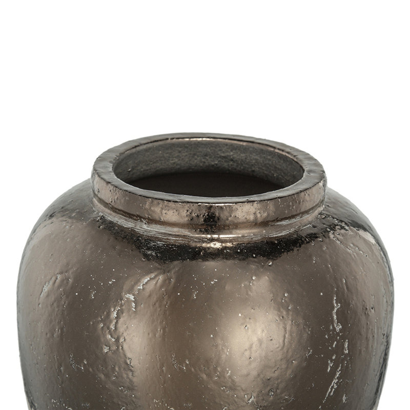 Vase rond en céramique brun Sienna, H 16 po x l 13 po x P 13 po