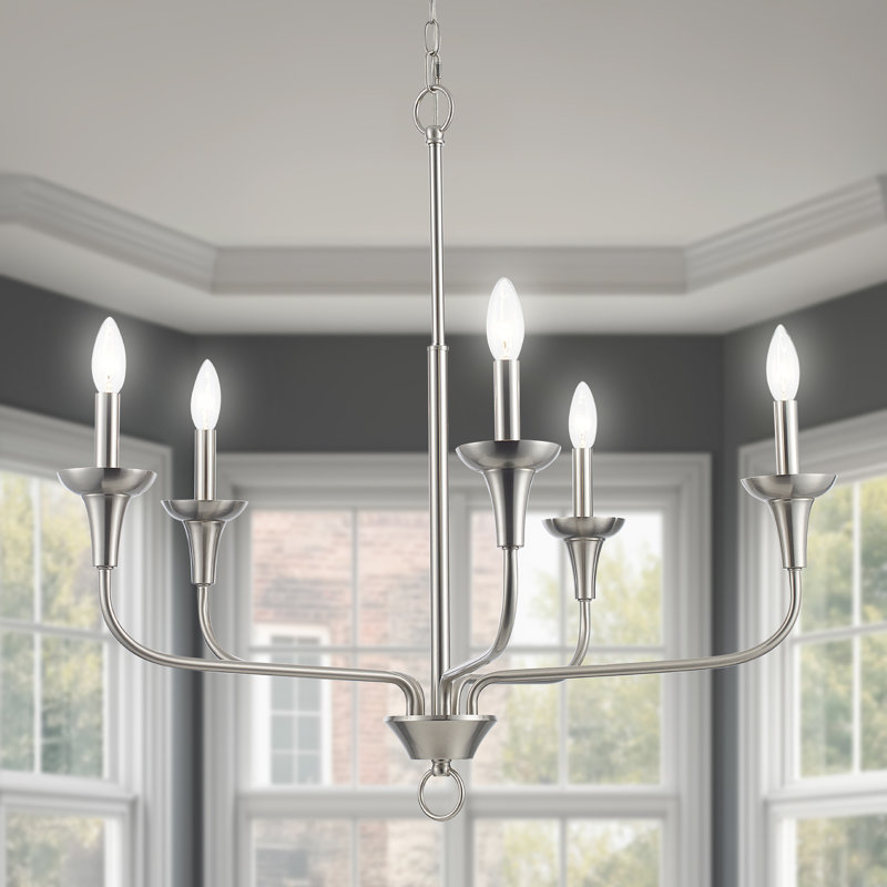 Lustre moderne à 5 lumières Capella, 5 lumières, Nickel brossé