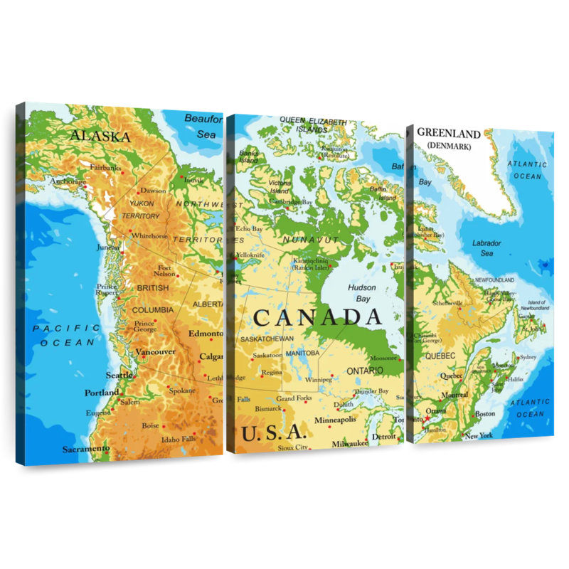 Map Of Canada, 42" H x 65" W
