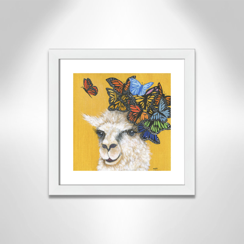 Art sur toile llama, H 18 po x l 18 po x P 0,625 po, Cadre blanc