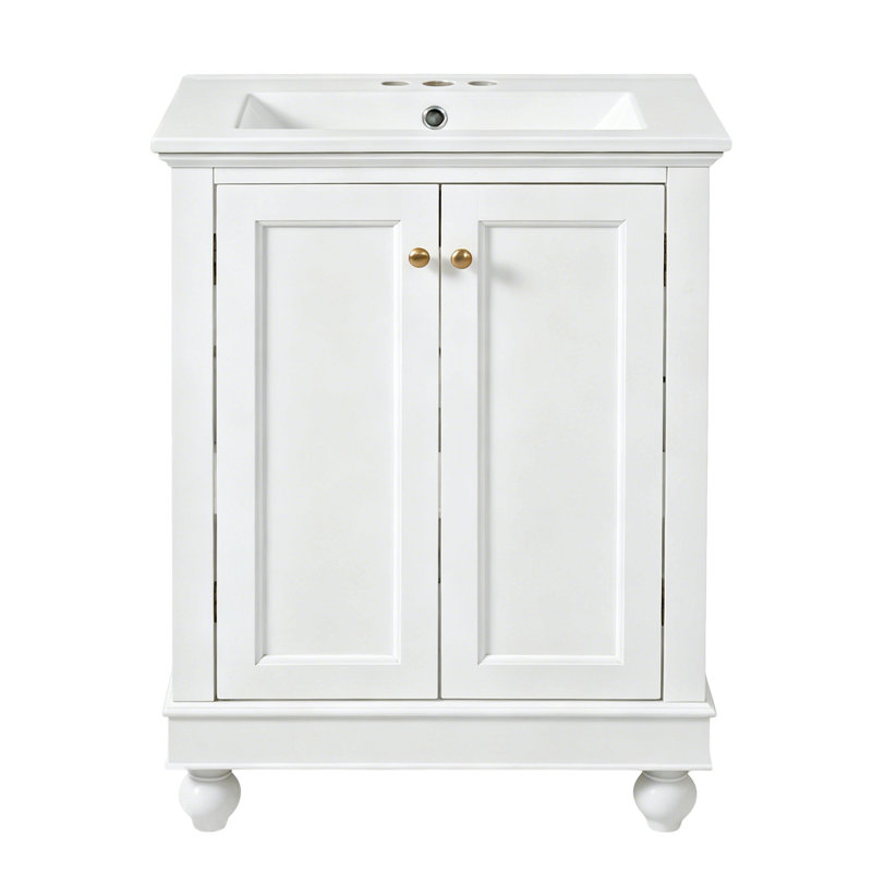 Meuble-lavabo moderne, conception simple et élégante avec rangement à fermeture en douceur, tablette réglable, meuble-lavabo avec lavabo en céramique