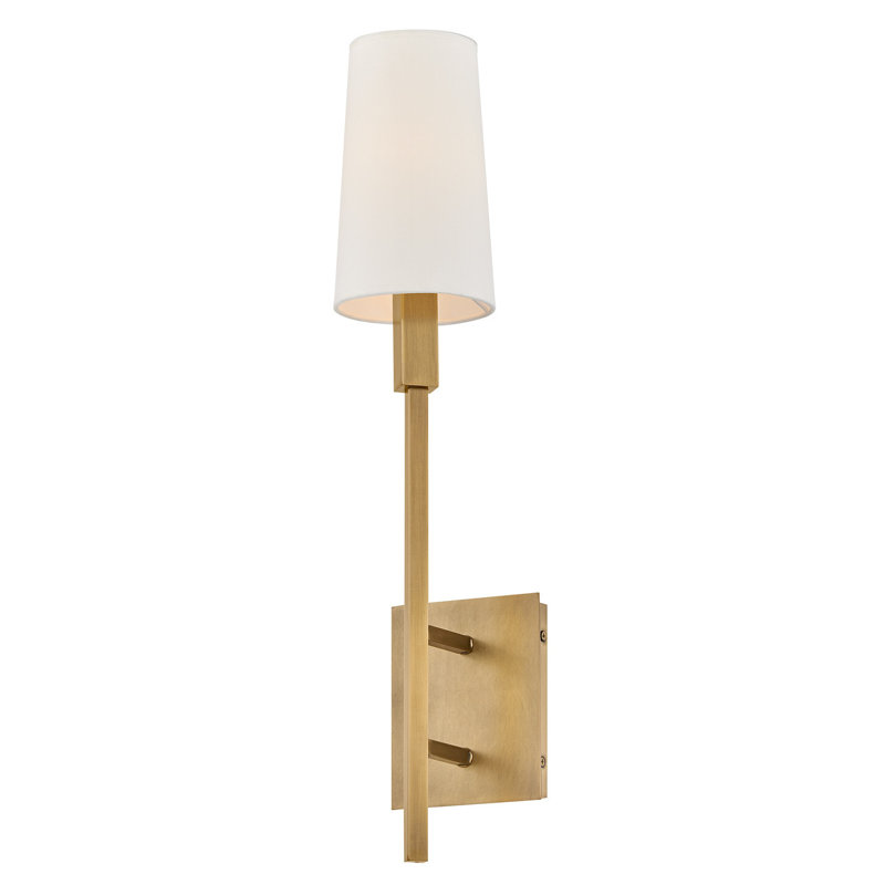 Fenwick Single Light Wall Sconce w/ Natural Paper Shade, Heritage Brass