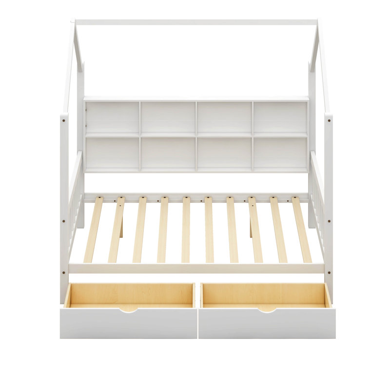 Lit pour enfant avec tablette de rangement Antiope, Blanc, Double 