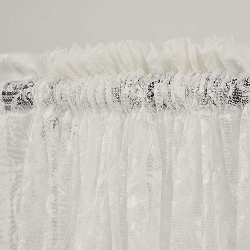 Cream Lace Classic Sheers Curtain Panels,Sheer Window Curtain,Shabby Chic, White, 52" W x 144" L