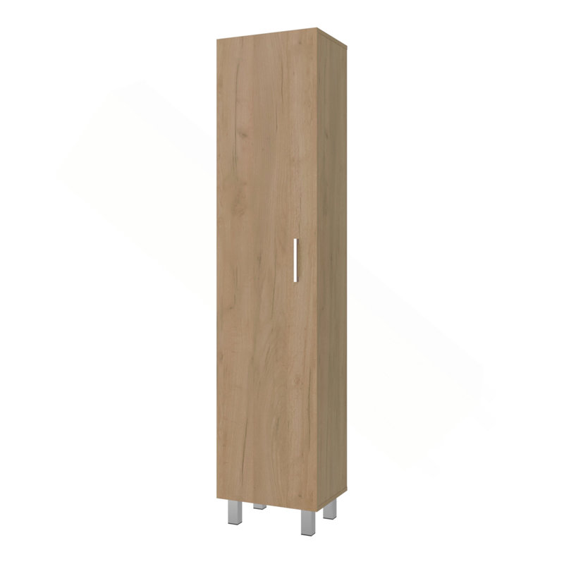 Armoire de rangement autoportante avec tablettes de rangement internes, grande porte simple, 4 tablettes intérieures, poignée et pieds en métal