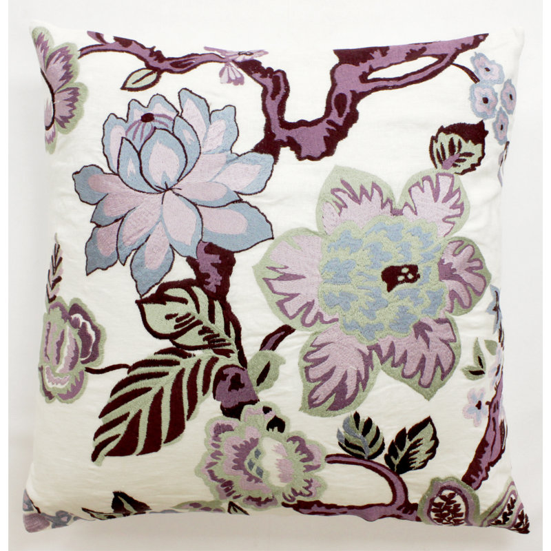 Embroidered Linen Throw Pillow