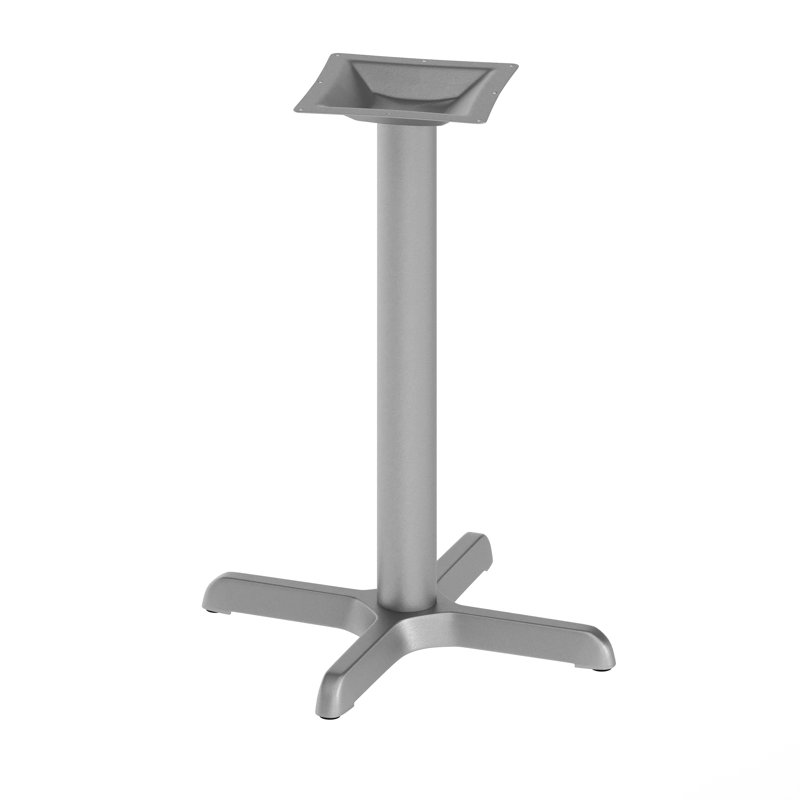 Table de restaurant Beverly avec base en X et colonne de 3 po de hauteur, 22 po x 22 po, Argent argent