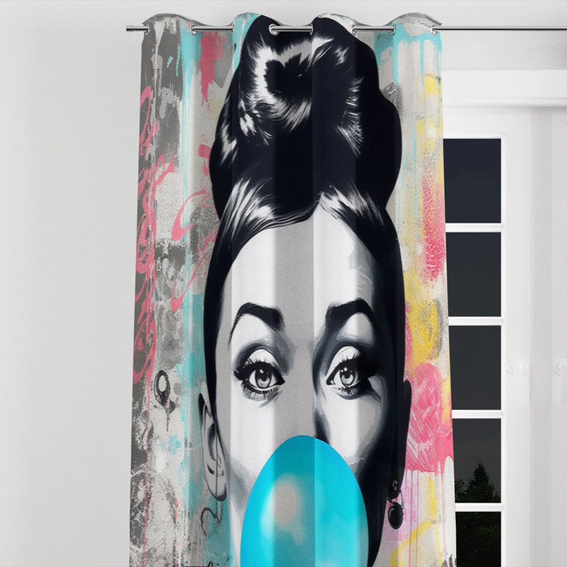 Andreane - Modern Grommet Curtain - Velvet Room Darkening - 1 panel, 52" W x 108" L, Silver Grommets