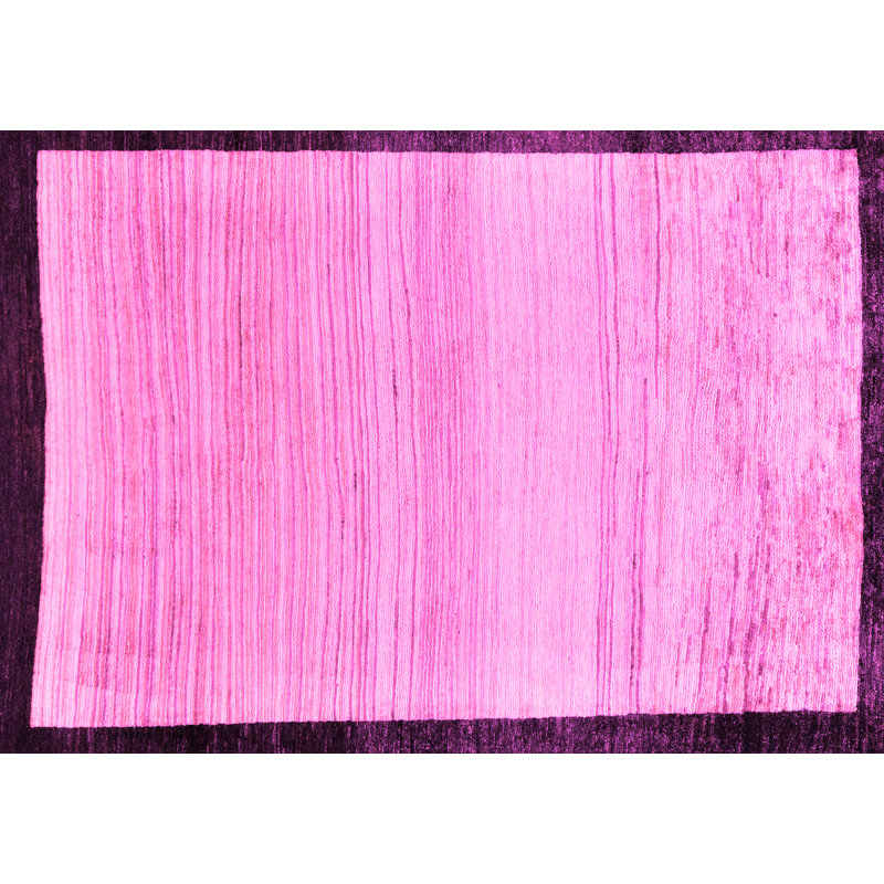 Tapis rose en laine et polyester tissé à la machine à motif abstrait Georgena, Rectangle 2 pi x 3 pi