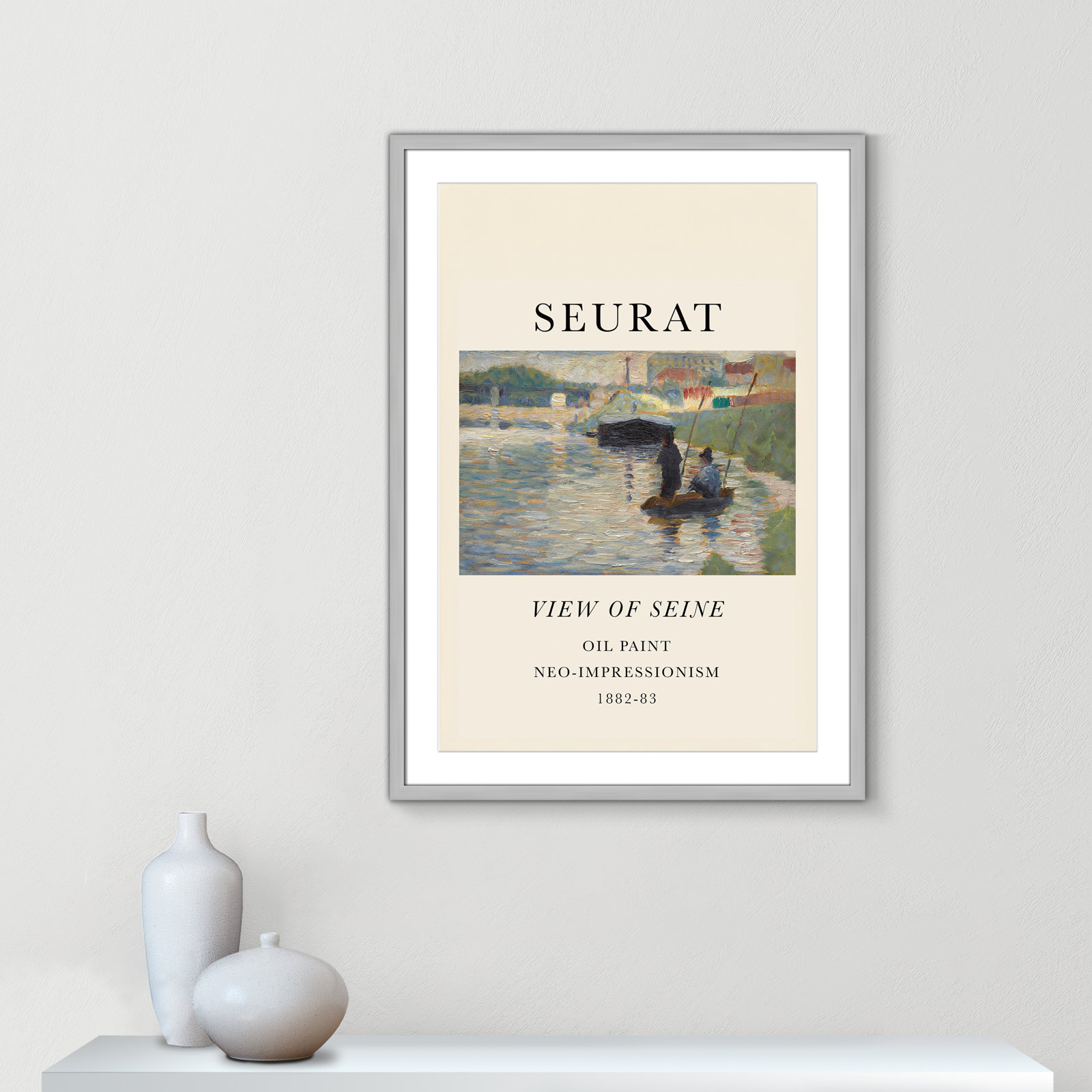 Old Masters Collection "View of Seine" Print, Silver Single Picture Frame, Yes, 35.5" H x 25.5" W x 1.25" D