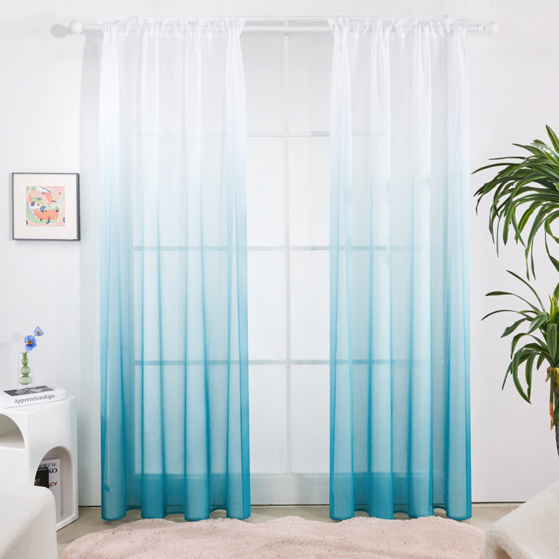 Paire de rideaux transparents Zhejno, L 52 po x L 96 po, Bleu