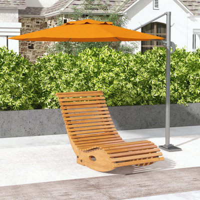 Chaise berçante d'extérieur en bois avec dossier ergonomique en forme de S Outsunny