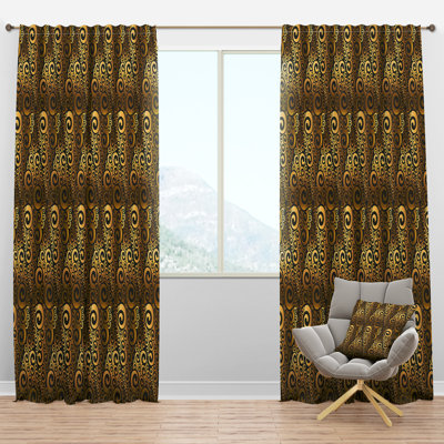 Gold And Black Swirl I - Abstract Curtain - Velvet Room darkening - 1 panel