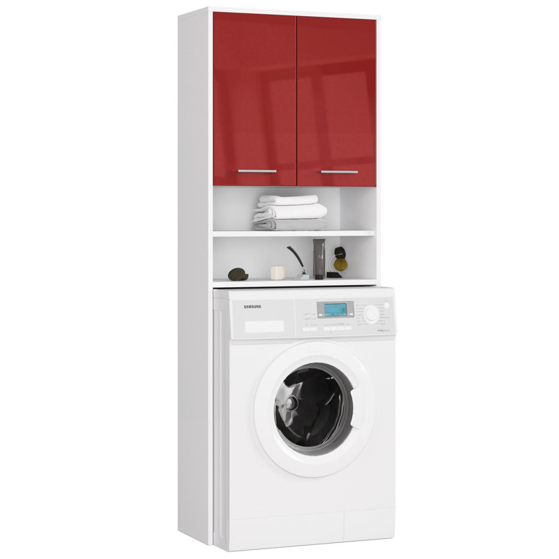 Elfgund Bathroom Cabinet, White/Red Gloss