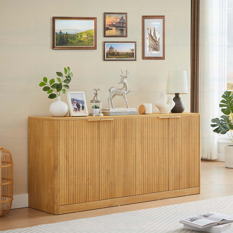 Armoire de rangement moderne et ondulée pour la cuisine, la chambre à coucher et le salon, Naturel