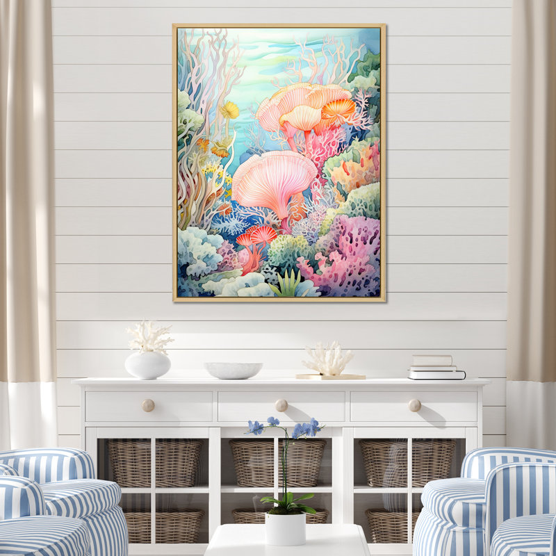 Couleurs pastel aquarelle coraux II - plage et océan, impressions d'art mural, Cadre naturel flottant