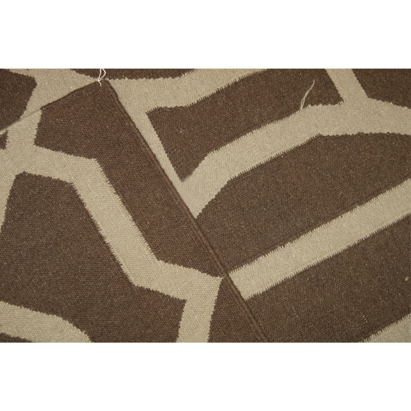 Tapis rectangulaire en laine à tissage plat, Rectangle 8 pi 1 po x 9 pi 11 po