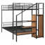 Lit superposé simple au-dessus d'un lit double en métal avec tablettes grillagées Rangement latéral - Robuste Peu encombrant, noir