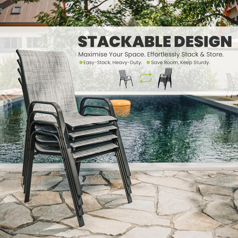 Patio Dining Armchair, Grey, 8