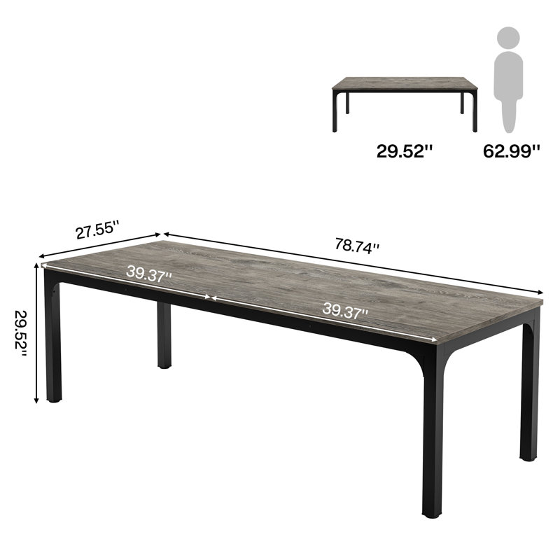 Pallas 78.74'' Extra Long Double Computer Desk for Workstation, Grey/Black