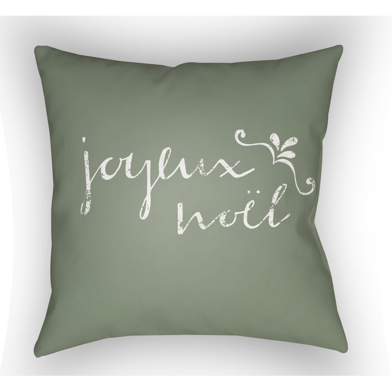 Joyeux Noel Throw Pillow, Green, 20" H x 20" W x 4" D